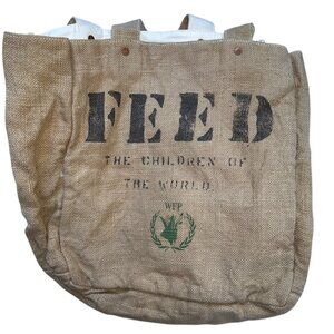 FEED Lauren Bush cotton lined Burlap 1 tote bag NEW